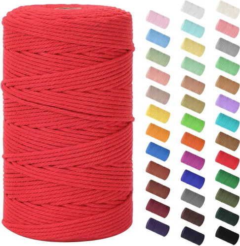 Vista 144 de Cuerda de macramé de 0.079 in x 220 yardas (656 pies), cuerda de algodón natural para colgar en la pared, ganchos de plantas, manualidades Verde