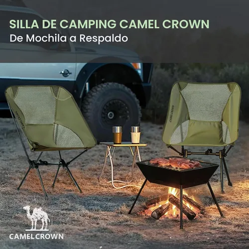 Vista 8 de CAMEL CROWN Silla portátil de camping ligera y compacta plegable con malla para acampar al aire libre, viajar, playa, picnic, festival, senderismo