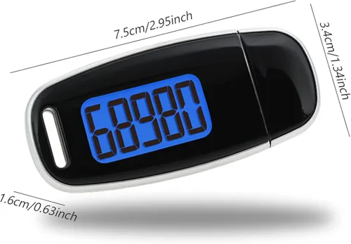 Vista 9 de Podómetro 3D contador de pasos con retroiluminación LED USB recargable paso con cordón extraíble Accuratel podómetros para caminar