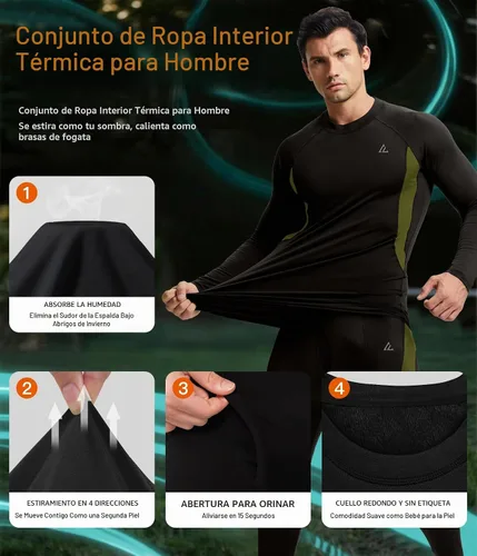 Vista 19 de Conjunto de ropa interior térmica para hombre, ropa interior larga 1#verde militar