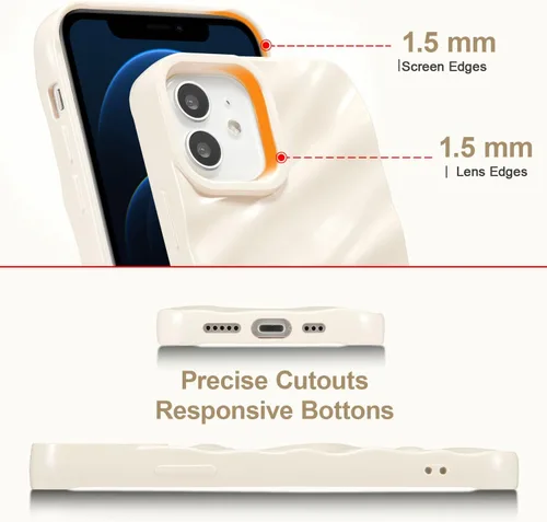 Vista 3 de QLTYPRI Funda compatible con iPhone 11, bonita funda con patrón de ondas de agua para niñas y mujeres, delgada, satinada, brillante, suave, de Beige
