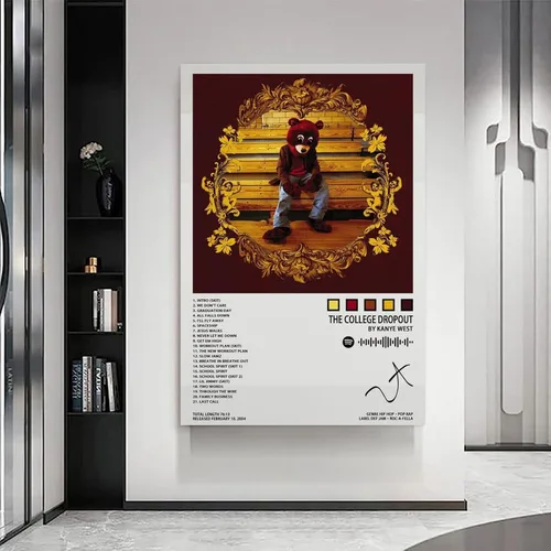Vista 6 de BORVO Kanye - Póster de West The College con tapa de álbum para habitación, pintura decorativa estética, arte de pared, sala de estar, 16 x 24