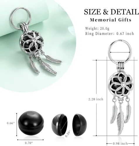 Vista 2 de shajwo Joyería de cremación atrapasueños urna llavero para cenizas para mujeres y hombres Memorial Angel Wing Human Pet Ashes Pendant