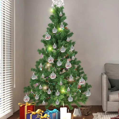 Vista 2 de HOMSFOU 54 bolas de adornos iridiscentes de Navidad, adornos transparentes rellenables, bolas de plástico de Navidad, bolas de árbol inastillables