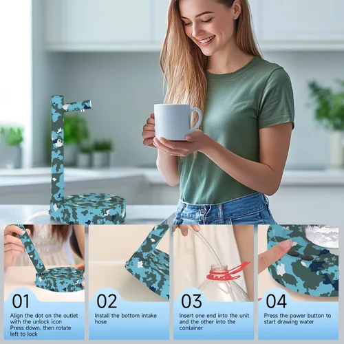 Vista 9 de Dispensador de agua para botella de 5 galones, bomba de agua eléctrica portátil de escritorio con carga USB-C rápida para el hogar, oficina