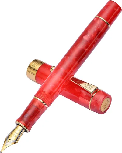 Vista 19 de Jinhao 100 - Pluma estilográfica de estilo clásico en celuloide, instrumento de escritura suave con punta #6, juego de pluma con convertidor