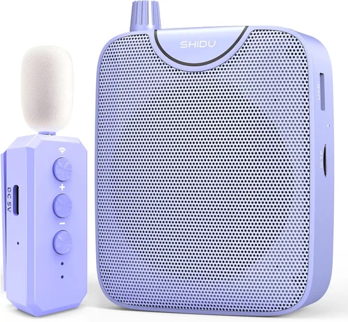 Vista 10 de SHIDU Amplificador de voz de potencia de 35 W con micrófono de solapa inalámbrico Bluetooth, micrófono portátil para profesor con altavoz, sistema