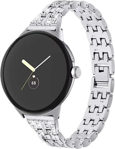 Vista 8 de FitTurn - Correa compatible con Google Pixel Watch 5, 4, 3, 1.61 pulgadas, reloj 2 1, correa de metal con diamantes brillantes para mujer, correa