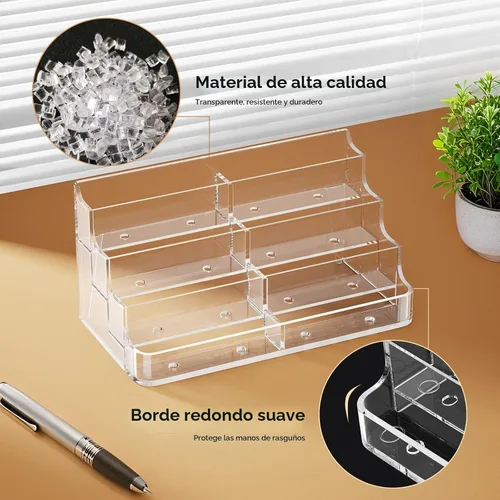 Vista 4 de MaxGear Tarjetero acrílico para escritorio, múltiples tarjeteros de visita, soporte de tarjetas premium para espacio de trabajo, soporte