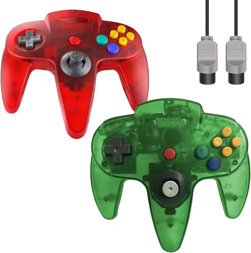 Vista 8 de ZeroStory Classic N64 Controller, Wired N64 Controller Upgraded Joystick for N64 Video Game Console (Transparent Red and Transparent Blue)