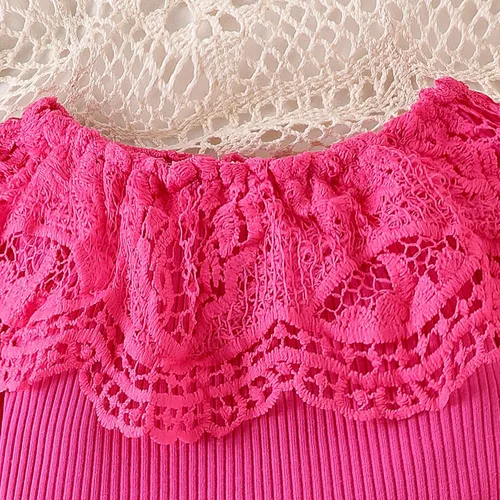 Vista 13 de Conjunto de ropa de bebé niña para bebé, mameluco de encaje blanco de manga larga + pantalones de mezclilla