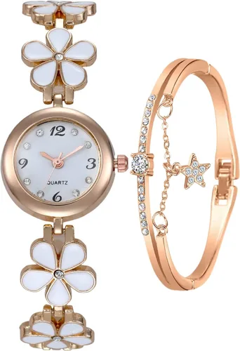 Vista 8 de ADSBIAOYE Reloj de pulsera para mujer, artículo de moda, reloj de cuarzo impermeable con forma de flor