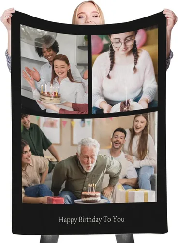 Vista 31 de Regalos de cumpleaños personalizados, manta personalizada con mis propias fotos para mujeres, hombres, mamá, papá