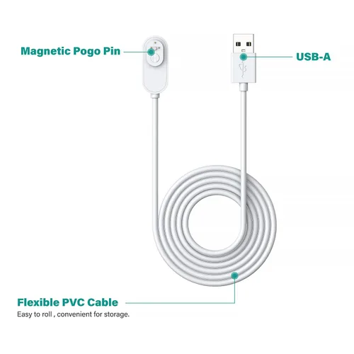 Vista 2 de TUSITA Cable de carga magnético para interiores compatible con Arlo Ultra 1 2, Pro 3 4 5 2K - 3M, color blanco