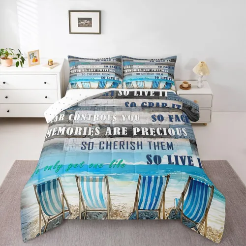 Vista 14 de Erosebridal Edredón náutico costero, juego de ropa de cama y colecciones de playa de verano, estilo clásico, edredón de plumón oceánico
