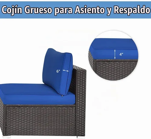 Vista 6 de RELAX4LIFE Sofá de mimbre sin brazos de 2 piezas, juego de sofá modular de ratán PE con cojines extraíbles, juego de sofá para todo tipo de clima