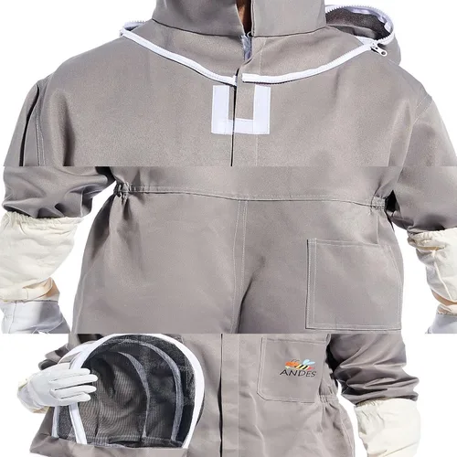 Vista 4 de ANDES Traje de apicultor de polialgodón a prueba de picaduras para hombre y mujer