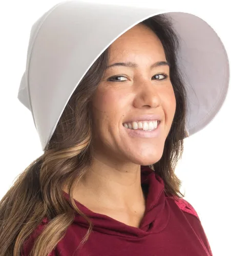 Vista 5 de Ann Arbor T-shirt Co Gorro de Handmaids Sombrero de cosplay de algodón con alas de disfraz históricas Blanco
