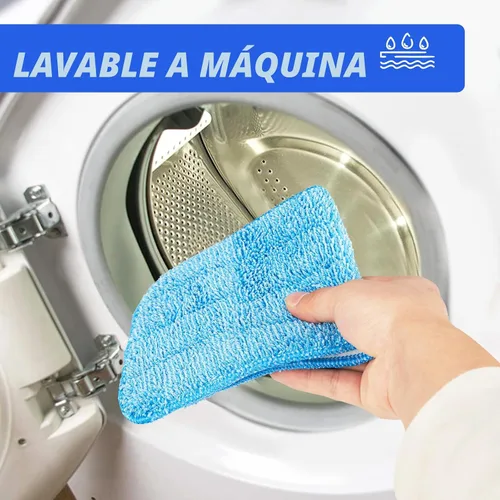 Vista 3 de Trapeador de limpieza de pisos de microfibra profesional de 17.5", trapeador plano con mango de acero inoxidable, 2 almohadillas reutilizables