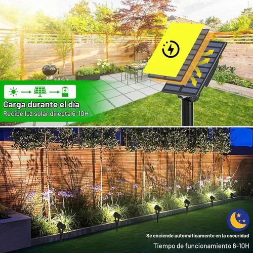 Vista 3 de T-SUNUS Luces Solares de Navidad para Exteriores Blancas 6000K IP65 Impermeables 2 en 1 Reflectores de Paisaje, Cable de 9.8 pies con Panel Separado