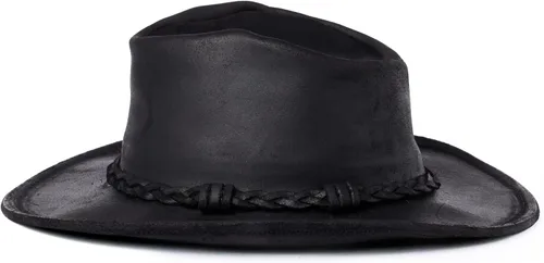 Vista 4 de Minnetonka Sombrero Outback - Cuero envejecido con ala de alambre de acero Negro