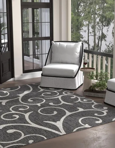 Vista 40 de Unique Loom Outdoor Botanical Collection - Alfombra rizada, 4 pies 1 pulgada x 6 pies 1 pulgada, rectangular, azul/marfil