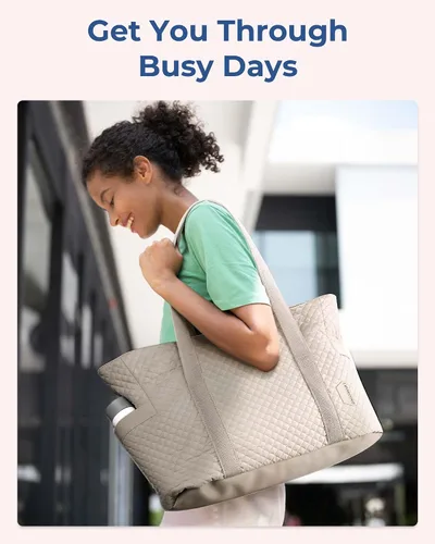 Vista 6 de BAGSMART Bolsa grande para mujer, bolsa de hombro de viaje con asa superior con hebilla para esterilla de yoga para gimnasio, trabajo, viajes