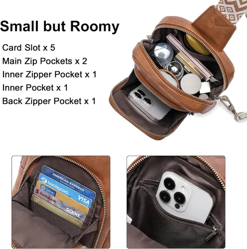 Vista 4 de Bolsos cruzados para mujer, bolso cruzado para mujer, bolso cruzado de cuero para mujer, mochila de viaje