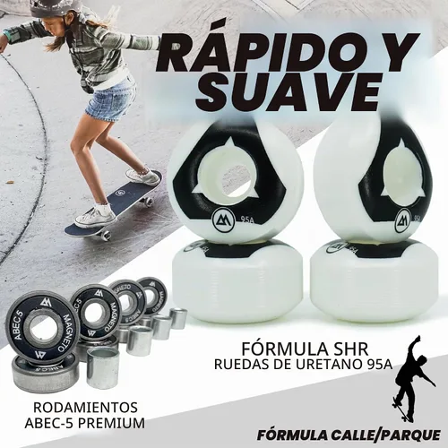 Vista 7 de Magneto Complete Skateboard 6-Layer Canadian Maple Double Kick Concave Deck Beginners, and Teens Astronaut