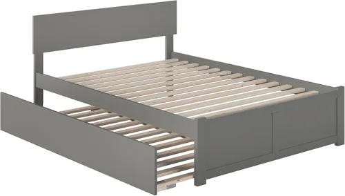 Vista 4 de AFI Orlando - Cama de plataforma de tamaño matrimonial con estribo y cama nido matrimonial, color gris