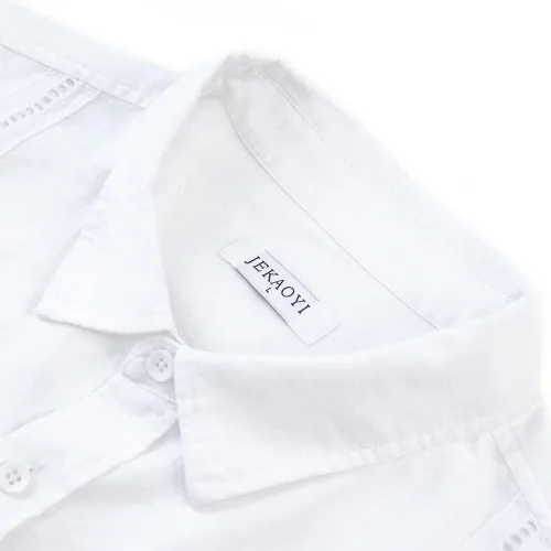 Vista 5 de Camisas de manga corta con botones de algodón y lino para hombre, estilo cubano, campamentos de guayabera