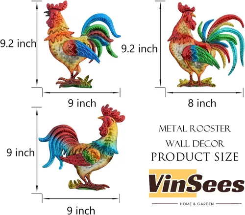Vista 7 de VinSees Decoración de pared de gallo de metal, regalos de pollo para mujeres, mamá, abuela, esposa; escultura de pared de gallo 3D para cocina