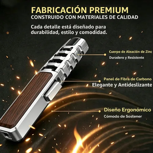 Vista 5 de Encendedor de antorcha de butano, soplete recto resistente al viento, encendedor de llama azul, encendedor de turbina, encendedor de cocina Negro