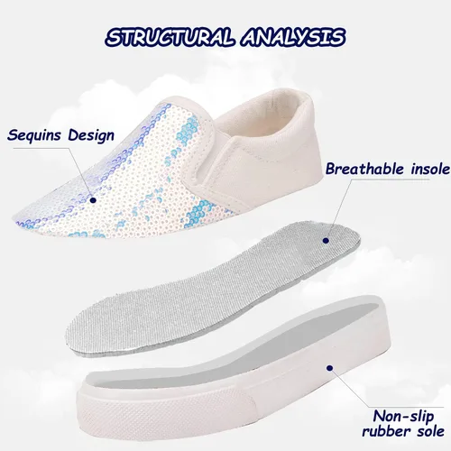 Vista 4 de Toandon Zapatillas planas brillantes con purpurina para niñas de 3 a 10 años
