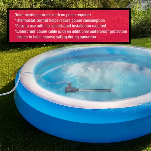 Vista 5 de Calentador de agua de inmersión de 240 V y 3000 W para piscina y bañera de hidromasaje, calentador sumergible eléctrico portátil con control