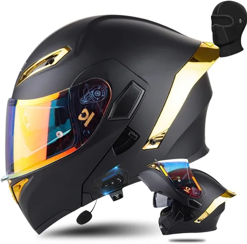 Vista 10 de AAREG Casco de motocicleta unisex para adultos, fibra de carbono, visera antivaho, diseño aerodinámico, Bluetooth integrado, aprobado por DOT