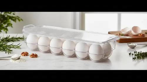 Vista 7 de Dial Industries - Soporte para almacenamiento de huevos para nevera, contenedor de 14 huevos con tapa