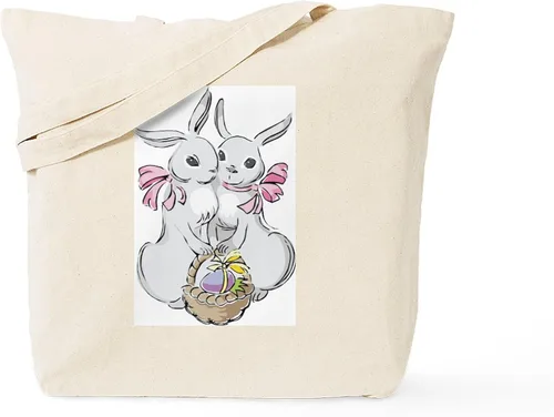 Vista 9 de CafePress Ascii Rabbit Tote Bag - Bolsa de lona natural, bolsa de compras reutilizable