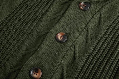 Vista 5 de SMIFCAALOR Suéter de punto trenzado para hombre ajuste holgado grueso cálido con botones