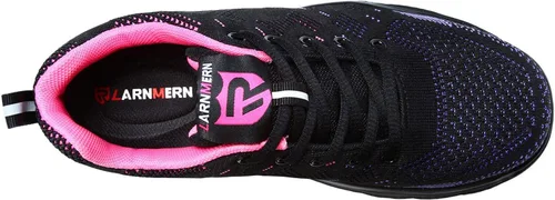 Vista 4 de LARNMERN - Zapatos con punta de acero para hombres y mujeres, ligeros, a prueba de pinchazos y transpirables, tenis