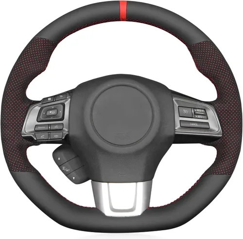Vista 9 de MEWANT Funda de volante de automóvil transpirable cosida a mano para Subaru WRX 2015-2021 / WRX STI 2015-2021, accesorios para volante Subaru WRX