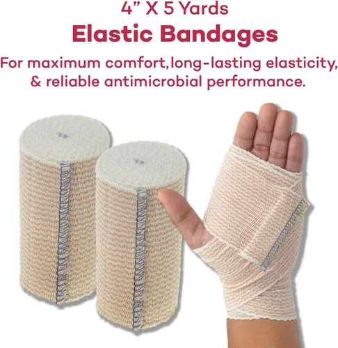 Vista 2 de Dealmed Vendaje elástico de 4 pulgadas con cierre automático – 2 vendajes elásticos, vendaje de compresión estirado de 5 yardas, producto de cuidado