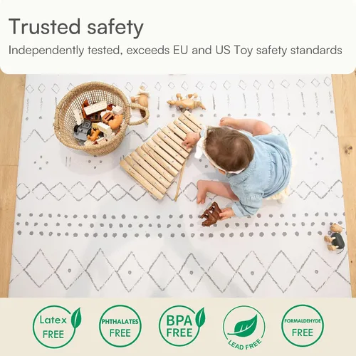 Vista 7 de Lillefolk Tapete reversible de juego para bebés, grande de 6.9 x 4.6 pies, tapete de espuma para bebés y niños pequeños, elegante alfombra no tóxica