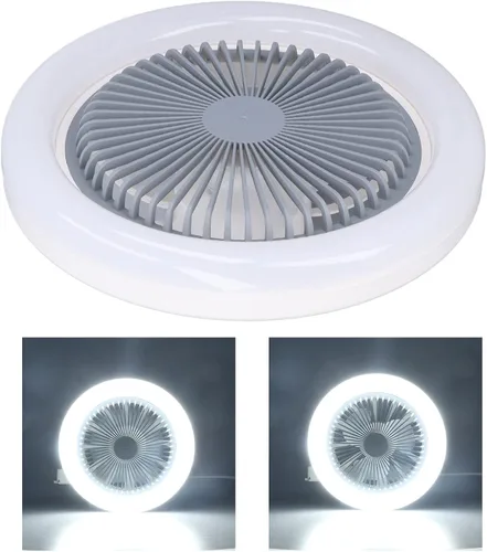 Vista 7 de Ventilador de techo inteligente con luces, montaje empotrado, tres velocidades, ideal para dormitorios pequeños