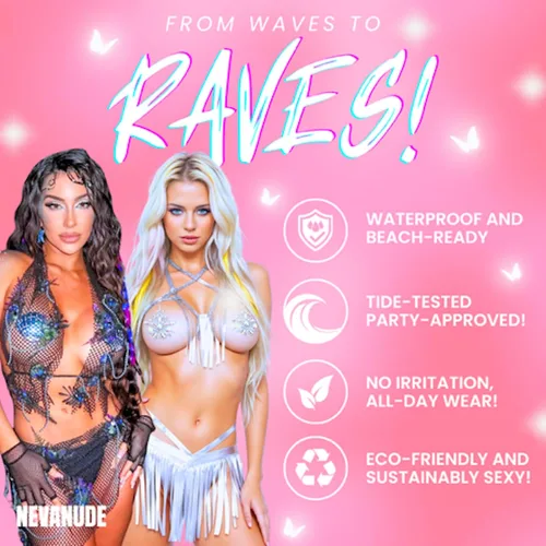 Vista 3 de Neva Nude Nipztix Pasties - Fundas para pezones para festivales, raves y lencería, adhesivo de grado médico, a prueba de sudor, fabricado en Estados