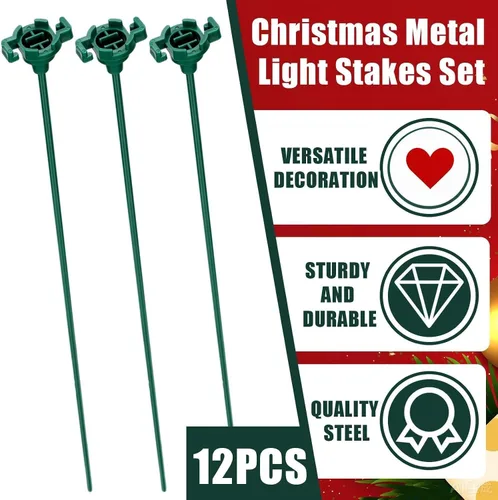 Vista 6 de Gisafai 12 piezas de 15 pulgadas Estacas de luz de Navidad universales para patio, césped, día festivo, para tira de luces C9 o C7, estacas