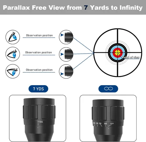 Vista 4 de UUQ Alcance de rifle compacto 4X32AO con iluminación roja/verde, ajuste de paralaje frontal, retícula mil-punto, impermeable y a prueba de niebla