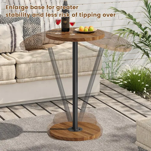 Vista 7 de Asgolion Mesa Auxiliar Redonda, Mesa Pequeña para Bebidas, Soporte de Martini con Pedestal, Mesa de Cóctel con Base Ponderada, Mesita de Noche