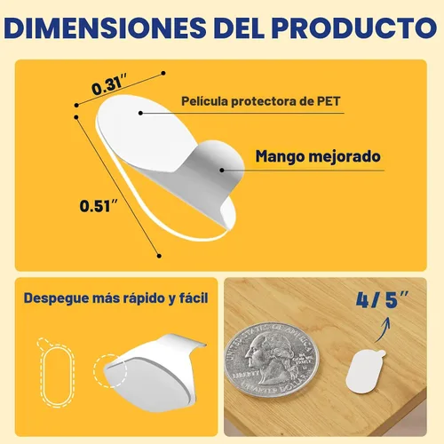 Vista 2 de 100 piezas de tachuelas adhesivas transparentes, puntos adhesivos