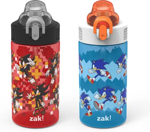Vista 12 de Zak Designs Teenage Mutant Ninja Turtles - Botella de agua para niños para la escuela o viajes, paquete de 2 botellas de agua de plástico duradero